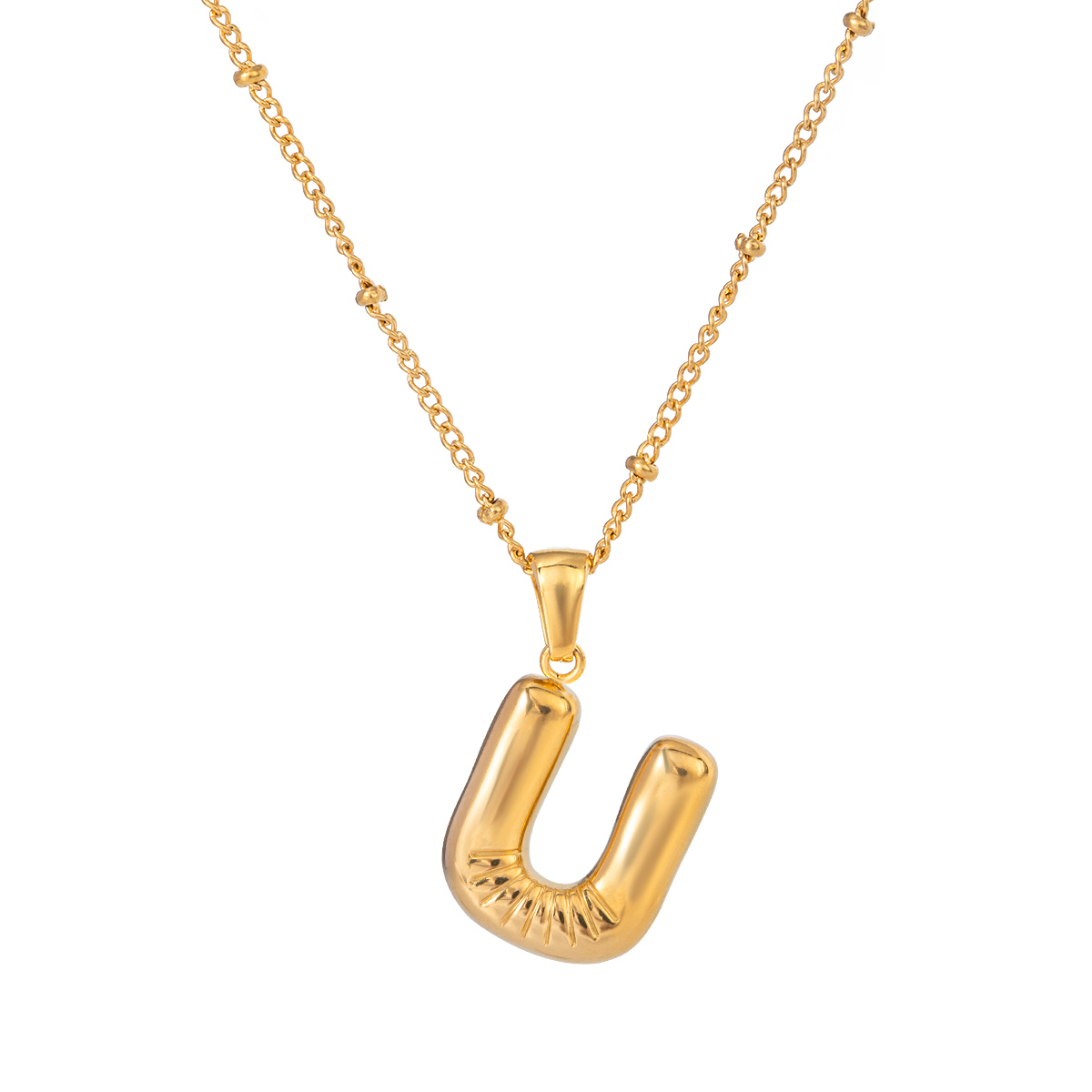 Goud / 1 stuk Eenvoudige casual stijl letter U-vorm roestvrij staal 18K verguld dames hanger ketting Afbeelding21